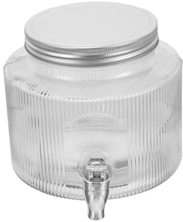 EXHUMKY Dispensador de Vidrio con Grifo Hermético para Bebidas Frías y Té de Frutas Jarra Sellada para Fiestas y Reuniones