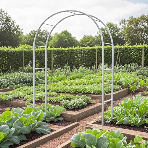 Arche de jardin en métal 120 cm, 140 cm, 240 cm, 350 cm, treillis blanc avec bases, montage facile, pour pergola d'escalade, cadre de pergola, 1,8 x 2,2 m (l x H)