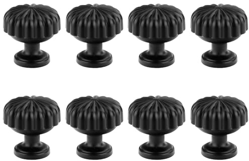 zhongko 8Pcs Door Knobs, Kitchen Door Knobs, Cupboard Knobs, Black Drawer Handles, Pumpkin Shape Cupboard Handles, Kitchen Handles for Closet Door Furniture