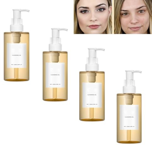 Huile nettoyante - Nettoyage en profondeur des pores, démaquillage, doux pour tous les types de peau, hydratant et apaisant : équilibre l'huile de la peau - niveau d'eau adapté aux peaux (4PCS)