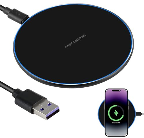 Cargador Inalámbrico de 35W Estación de Carga Inalámbrica Qi Compatible con iPhone 15 14 13 12 Samsung Galaxy S25 S24 S23 S22 S21, Wireless Carga Rápida + Cable Tipo-C 1M