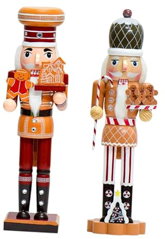 Gcljlmy 2 X 14,17 pollici Natale Schiaccianoci decorazioni natalizie da tavolo figure da collezione Schiaccianoci personaggi per festivi