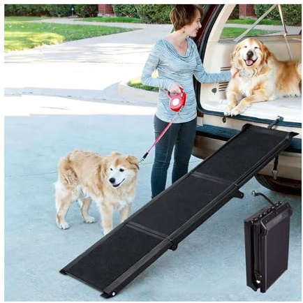 Yinian Hunderampe Auto Klappbar Hundetreppe Haustiertreppe 180cm rutschfest Hunderampen bis zu 75 Kg Belastbarkeit Tragbare Stabil Licht Hundeautorampe für Kofferraum LKW SUV Hochbetten