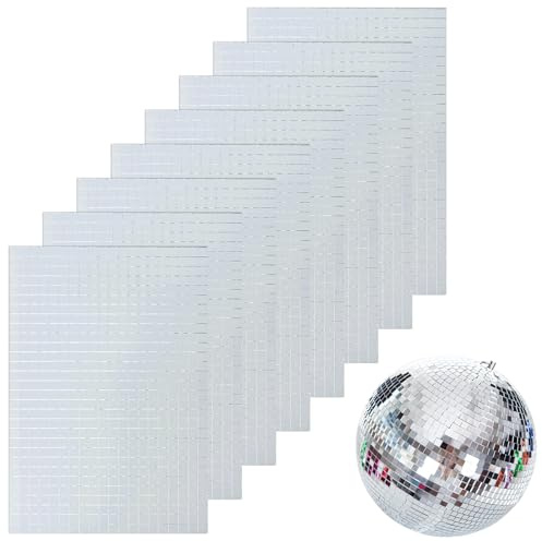 DARENYI 4800 Pièces Miroirs Auto-Adhésifs Carreaux de Mosaïque, acettes Disco a Coller, 5 x 5 mm Mini Autocollants Carrés en Mosaïque de Verre pour Cuisine, Restaurant, DIY Disco Party Decor, Muraux