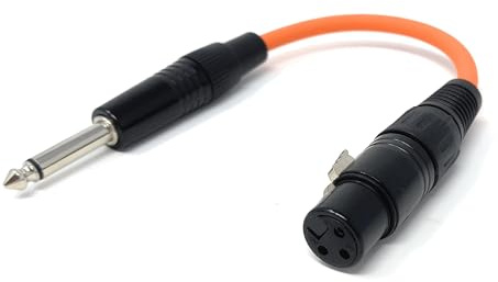 DRUT 6.35mm Mono Jack to XLR Female Adapter Cable, 10cm | 1/4 Inch TS Male to 3 Pin XLR Socket, Audio Converter Lead for Mixer, Amplifier, Microphone, Speaker & Recording Equipment