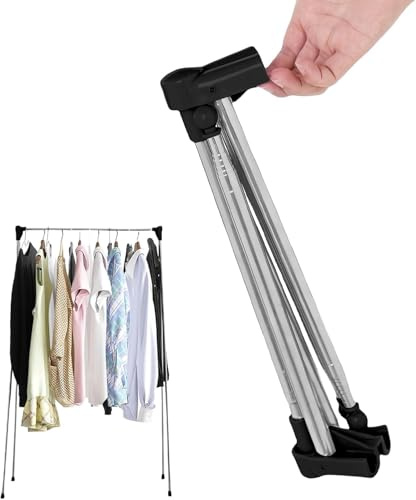 Générique Portant à vêtements pliable portable : porte-vêtements de voyage réglable en acier inoxydable, 32-73 cm séchoir à linge télescopique pour les voyages, le camping