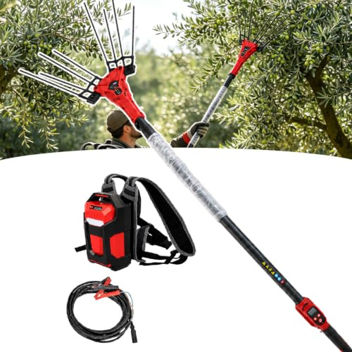 Sushangmao Abbacchiatore Elettrico per Olive, Raccoglitore Elettrico, Macchina Raccogli Olive 250 W/600 W con Asta Telescopica 2 M–3 M, Batteria A Zaino per Olive, Chicchi di caffè 250w