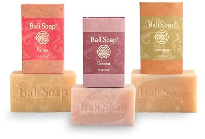 Bali Soap Natürliche Seife Geschenkset, Papaya, Zimt & Zitronengras | 3er Pack à 100 g, Handgemacht, Sanfte Hautpflege, Naturseife