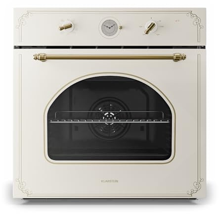 Klarstein Victoria Four Encastrable 70 L - Four électrique, 9 fonctions, minuterie, 50-250 °C, design rétro, 10 niveaux, porte amovible pour un nettoyage facile, ivoire