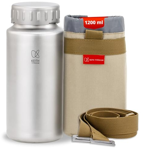 Keith Bouteille d'Eau en Titane Avec Bouchon à Baïonnette, Ti3036, 1.2L,Gourde de Voyage Pour Eau, Thé et Café, Idéale Pour l’Hydratation en Plein Air, Camping et Randonnée