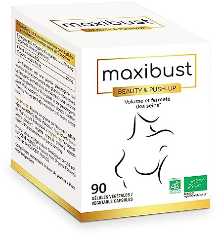 NUTRIEXPERT - Maxibust - Complément Alimentaire Naturel à Base de Fenugrec - Pour une Poitrine Plus Généreuse et Plus Ferme - Étui de 6 blisters de 15 Gélules Végétales = 1 Mois de Cure