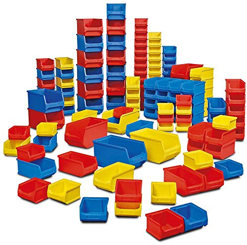 BRB 100-teiliges Sichtkästen-Set PROFI, PP, farbig/blau, gelb, rot, 3 Größen, 55x LB6, 35x LB5, 10x LB4