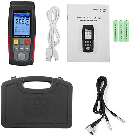 Ultrasonic Thickness Gauge, WT100A High Precision Digital Ultrasonic Thickness Gauge Meter Tester USB Charging, Ultrasonic Thickness Gauge 1.00-225.0mm, 5MHz, for metal, ceramics, glass etc