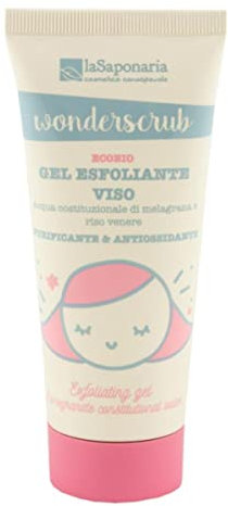 La Saponaria | WonderScrub - Gel esfoliante viso delicato, Scrub viso con acqua costituzionale di melagrana e riso venere, 100ml
