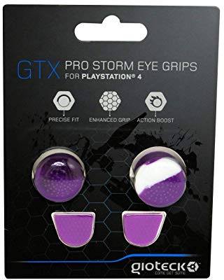 Gioteck GTX PS4 - Thumb Grips PS4 Bouchons/Capuchons/Protection en Silicone pour Joysticks Grips PlayStation 4 - Antidérapant - Aide a viser - Protection Manette ps4 - Camo Mauve et Blanc