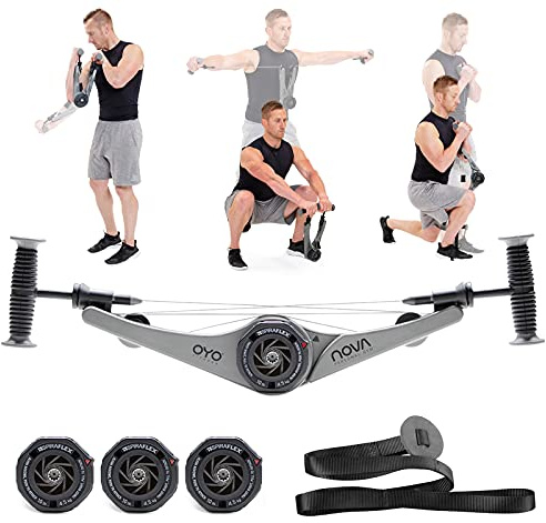 OYO NOVA Personal Gym - Ganzkörper Tragbares Gym Equipment mit erhöhtem Widerstand - Zuhause, Büro oder Reisen - Krafttraining mit NASA Fitness Technologie (Grau)