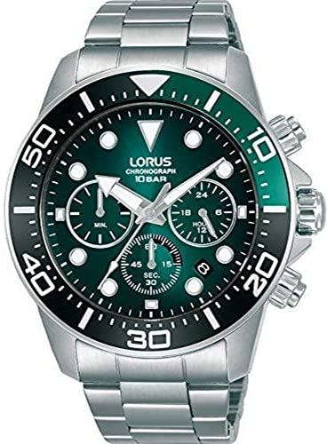 Lorus RT345JX9 Montre Automatique pour Femme en Acier Inoxydable avec Bracelet en métal, Vert/Noir, Sport