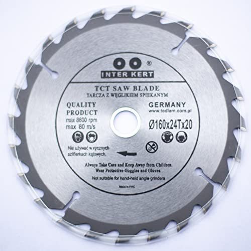 160x20 mm Sägeblatt, Kreissägeblatt für Holz mit 40 gekippten TCT-Zähnen