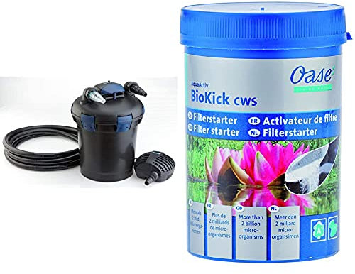 Oase Druckfilter BioPress Set 6000 & Starterbakterien für Teichfilter AquaActiv BioKick, 200 ml
