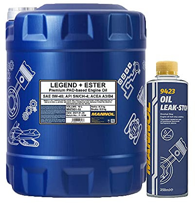 10l, MANNOL 7901 Legend+Ester 0W-40 + Oil Leak-Stop Öl Verlust Zusatz 250ml (5,45€/L)