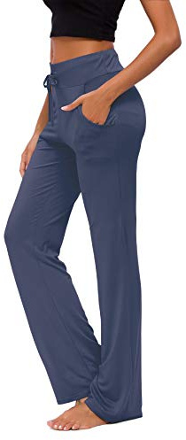 KESSER Pantaloni da Yoga da Donna Larghi Sportivi Abbigliamento Abbigli Sportivo con Tasche a Gamba Casual Corsa Lounge Lavoro Pantalone Pilates (Profondo Blu, XXL)