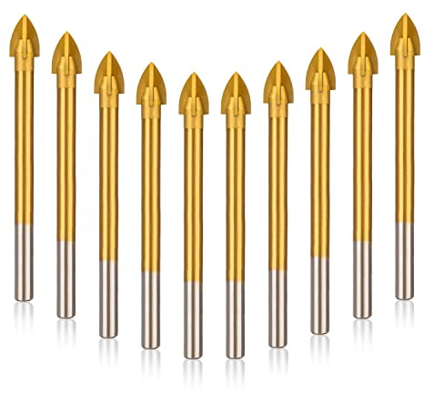 10Pcs 1/4 Masonry Drill Bit Set Titanium Coated Concrete Drill Bit Set