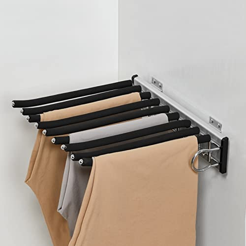 SYTH Schrankauszug Hosenbügel 9-armig, Kleiderbügel für Schrankhosen für Schrankorganisatoren, Kleiderstange ausziehbarer Hosenbügel, für Platzersparnis und Aufbewahrung, 13,77 x 12,83 Zoll