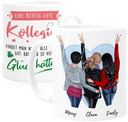 Tassenliebling® Tasse 3 Kolleginnen - Abschied Kollegin Tasse mit Spruch für die Arbeit - Abschiedsgeschenk für Jobwechsel Lieblingskollegin Arbeitskollegin Chefin - Bürotasse