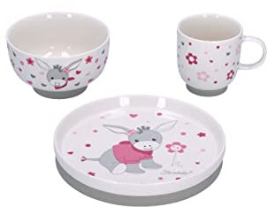 Sterntaler Baby Mädchen Kindergeschirr Set Porzellan-Geschirr-Set 3-teilig Emmi Girl - Frühstücksset, Babygeschirr - weiß