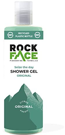 Rock Face - Gel doccia originale tutto in uno da uomo, 410 ml, profumo fresco di agrumi, adatto per capelli e corpo, fragranza di lunga durata