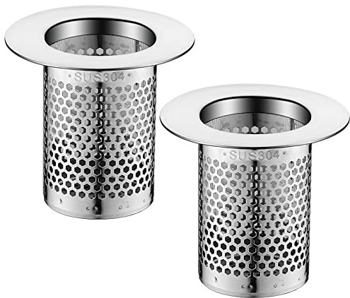 Hyakoz 2 Pezzi Filtro di Scarico del Bagno, in Acciaio Inossidabile, Lavandino Protezioni Doccia Capelli, Cucina, Balcone