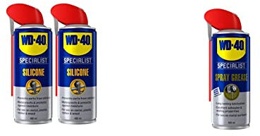 WD-40 Specialist Silicone Lubricant 400ml Twin Pack - Professional Strength Dry-Film Protection for Moving Parts & Specialist Spray Grease - High Performance Lubrication and Corrosion Protection