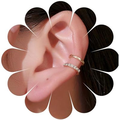 Aneneiceera Vintage Cz Kristall Ohrstecker Silber Strass Ohrstecker Ohrstecker Doppelring Ohrstecker Ohrstecker Nicht Piercing Ohrringe Schmuck Für Frauen Und Mädchen