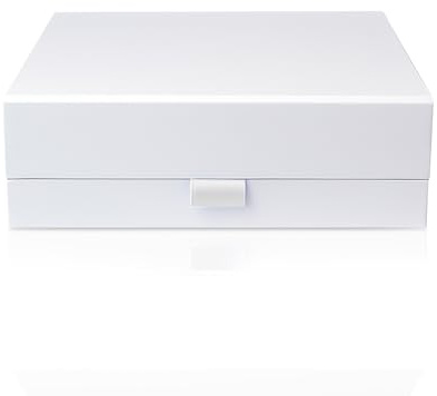 Thepaperbagstore Caja de regalo magnética de lujo para boda, boda, baby shower (Blanco - Mediano-220x170x50mm)