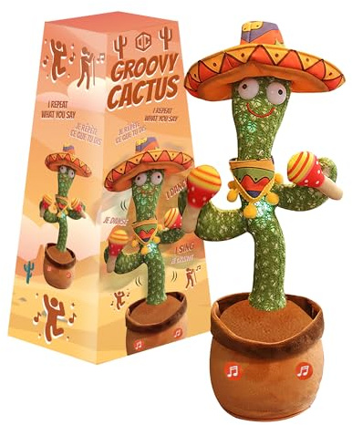 Groovy Cactus® Mexico | Cactus Qui Danse, Chante et Répète Ce Qu'on Dit | Peluches et Animaux Interactifs | Qualité Premium | Peluche Parlante | Jeu Insolite | Jouet Enfant | OriginalCup®