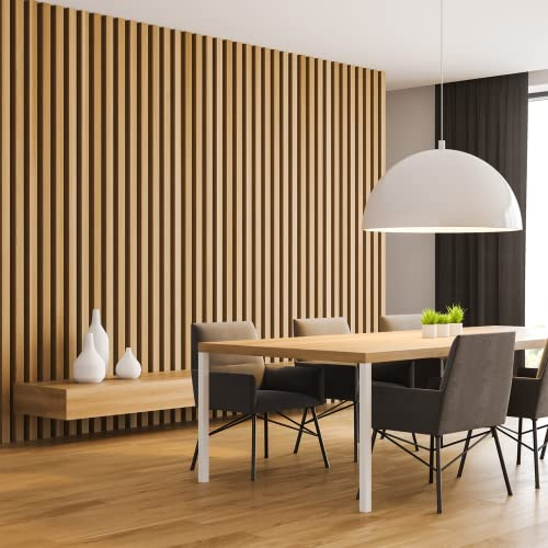 KLEMP Lamellenwand aus MDF 29x40 mm, vertikale oder horizontale Decken- oder Wandverkleidung für innen, Holzpaneele für Wand und Decke, für Flur, Schlaf- oder Wohnzimmer, 9 Stück LM002 Bergen Eiche