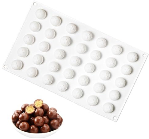 EXIN DEHCEN Moldes De Silicona Esferas, 35 Cavidades Ø 2cm Moldes Esferas Pequeñas, 3D Moldes de Postre Esféricos, Molde de Chocolate Esferas, para Bolas de Hielo, Gelatina y Dulces