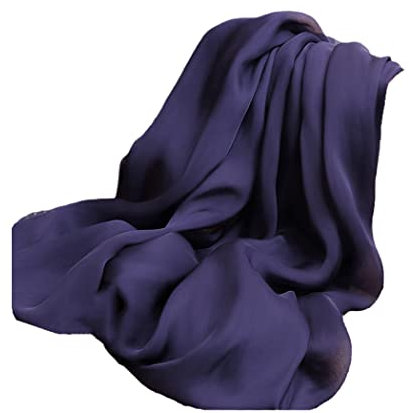 CLRAWSHB 100% echter Seidenschal, Damen, Dunkelblau, Natur-Chiffon-Schal, Seide, solide Tücher für Damen (Orange 250~65cm)