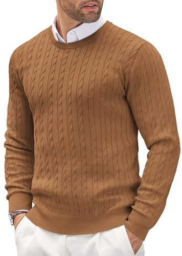 COOFANDY Pull Col Rond pour Homme Léger Décontracté et à Maille Fine avec Motif Texturé Pull