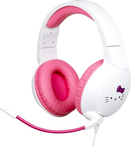Konix Hello Kitty Kabelgebundenes Gaming-Headset für PC, PS5, Switch 2 und Xbox - Mikrofon - 1,5 m Kabel - 3,5 mm Klinkenstecker - Weiß und Pink