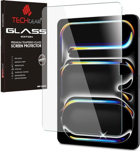TECHGEAR Glas-Displayschutzfolie für Apple iPad Pro 11 Zoll (M5 2025 & M4 2024) [9H gehärtetes Glas] [HD-Klarheit] [Kratzfest] [Apple Pencil kompatibel] [leicht zu reinigende Oberfläche]