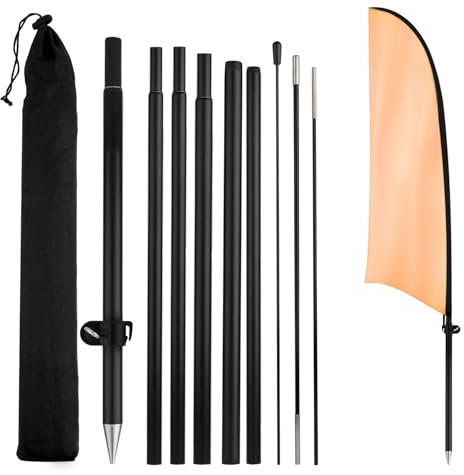 Asta Portabandiera a Forma di Coltello, Kit Asta Portabandiera a Forma di Piuma Set Asta Bandiera Piuma Asta per pubblicità attività All'Aperto Promozioni Forniture Immobiliari(Nero)
