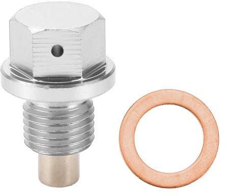 Motoforti Dado di Scarico dell'olio dell'Alloggiamento dell'Olio Universale Vite di Scarico dell'Alloggiamento, M12x1.25, Lega di Alluminio, Tono Argento, 1 Set