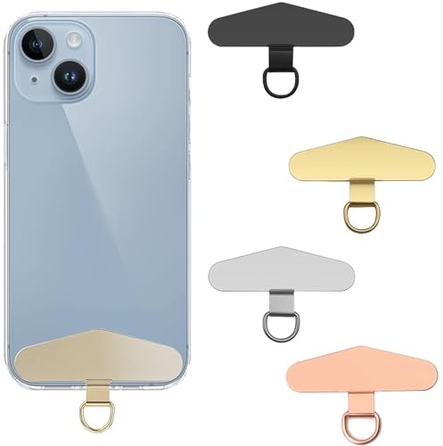 TuoYi 4 Pcs Universal Metal Phone Tether Tab, Metal Phone Patch Replacement,Universal Cellphone Lanyard Pad Fit for Most Phone Case