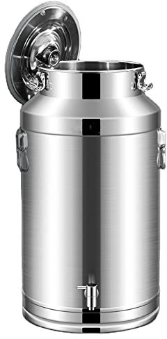 Tanica per il trasporto del latte in acciaio inox, con guarnizione da 5 l, 9 l, 14 l, ideale per liquidi e latticini, con rubinetto per uso domestico e agricolo