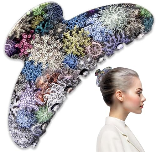 Pinza per Capelli Donna Elegante - Fermaglio con Motivi Circolari Colorati - Hair Clip di Lusso - Mollettone per Eventi (Multicolore 1)