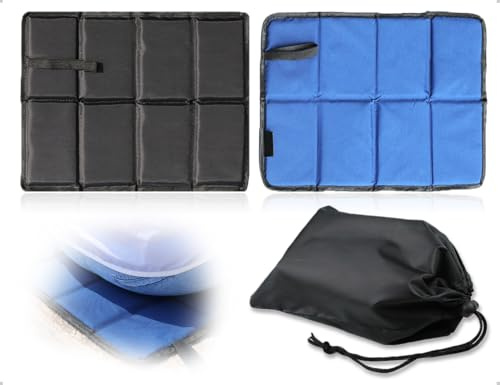 AOYEGIC 2 Stück Outdoor Sitzkissen,Faltbares Sitzunterlage,Kinder Sitzmatte,Stadion Kissen mit Tragetasche,für Wandern Camping Unterwegs Picknick Spielplatz(schwarz und blau,29 * 40 cm)