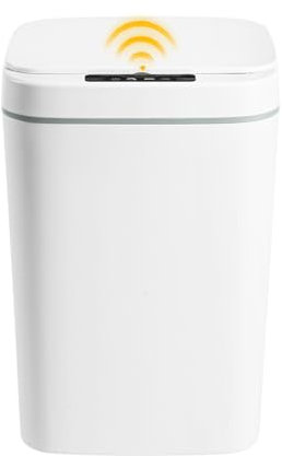 16L Automatic Trash Can, Touchless Motion Sensor Trash Can with Auto Lid, Smart Electric Waterproof Garbage Bin, for Bathroom, Kitchen, Office, Bedroom, Living Room, Toilet, White