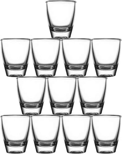 Ruikcoll Lot de 12 verres à shot en verre transparent pour les fêtes de fin d'année, la famille, les bars, 35 ml/3 cl
