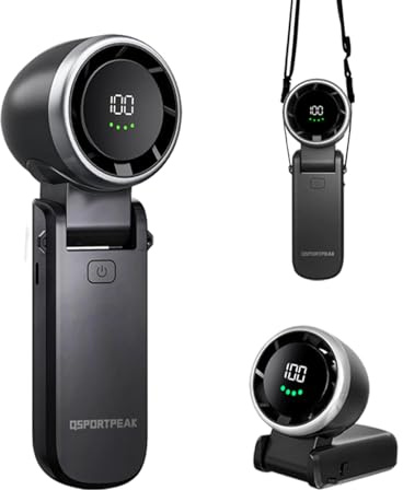 QSPORTPEAK Portable handheld turbo fan, 4000mAh Portable Fan with LED Display,100 Speeds Adjustable Mini Desk Fan,Travel Essentials & Gifts for Women Men,Black